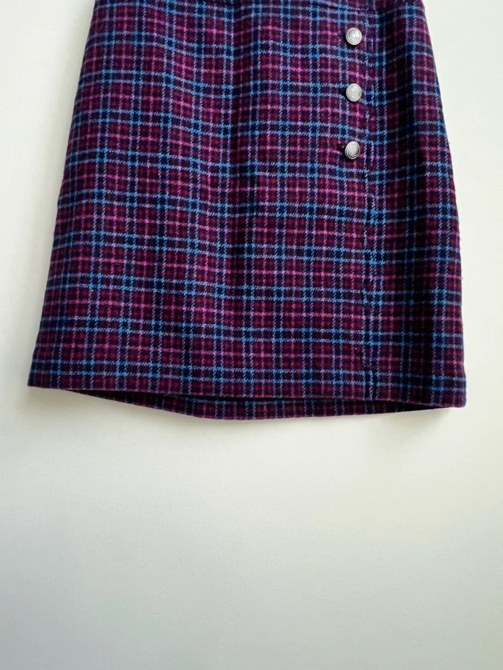 New TALBOTS plaid wool faux wrap Skirt lined Academia preppy Scalloped Old Money - Picture 6 of 14
